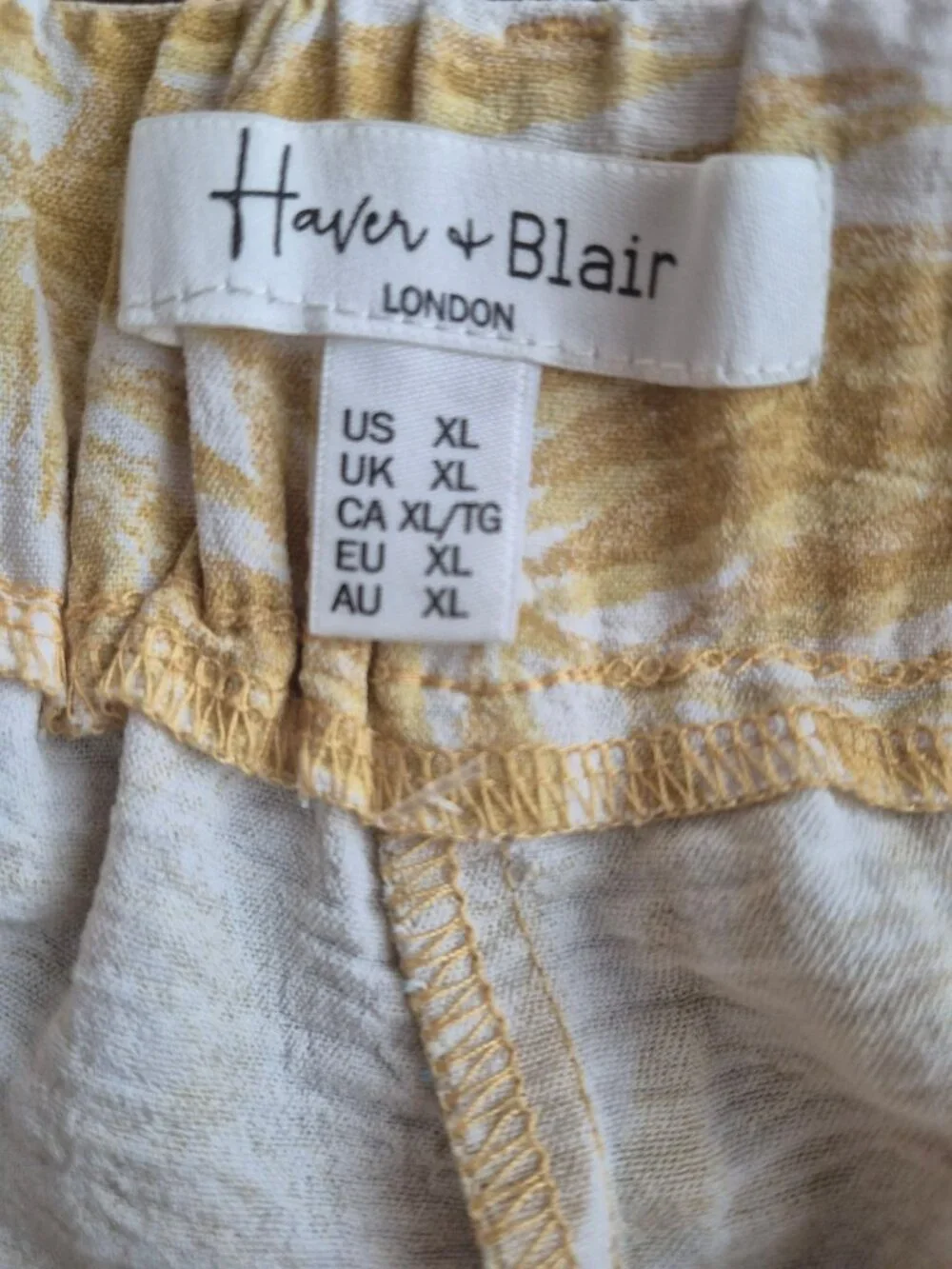Haver & Blair Yellow Print Wide-Leg Crop Pants XL - Picture 4 of 6